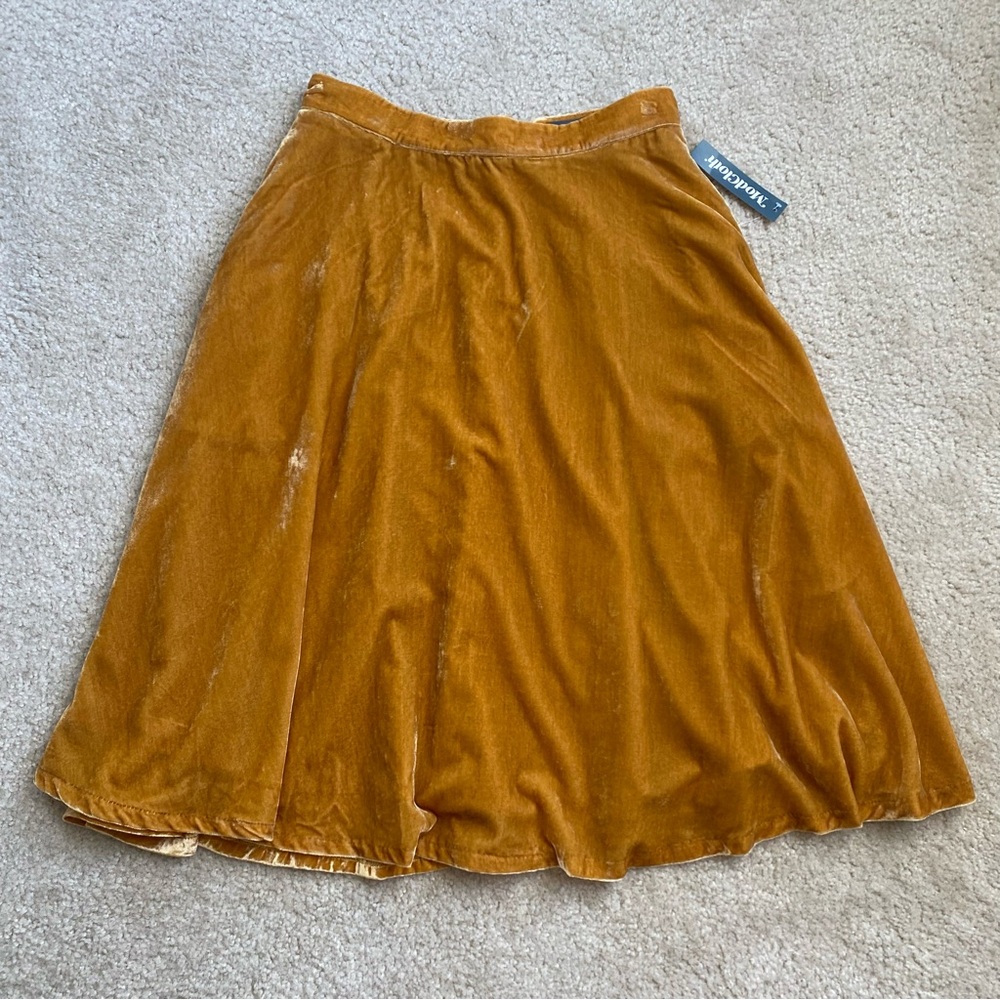 ModCloth Mustard Velvet A-Line Skirt - Picture 8 of 9